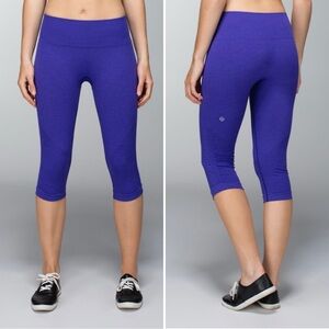 Lululemon Heathered Bruised Berry 'In The Flow Crop II' Leggings Size 4